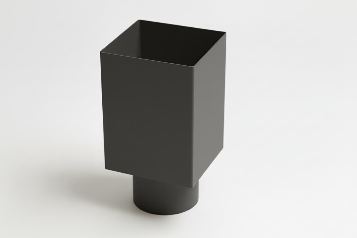 Aluminium HWA Verloop met Schuifmof Vierkant 80 mm naar rond 80 mm Antraciet RAL-7016