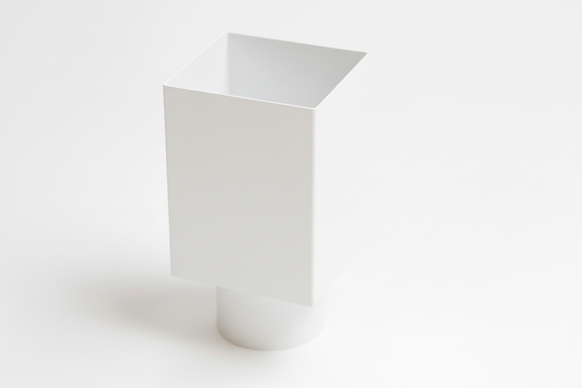 Aluminium HWA Verloop met Schuifmof Vierkant 80 mm naar rond 80 mm Wit RAL-9010