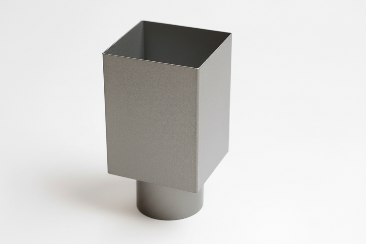 Aluminium HWA Verloop met Schuifmof Vierkant 80 mm naar rond 80 mm Grijs RAL-7036