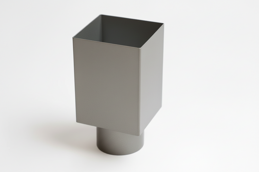 Aluminium HWA Verloop met Schuifmof Vierkant 80 mm naar rond 80 mm Grijs RAL-7036
