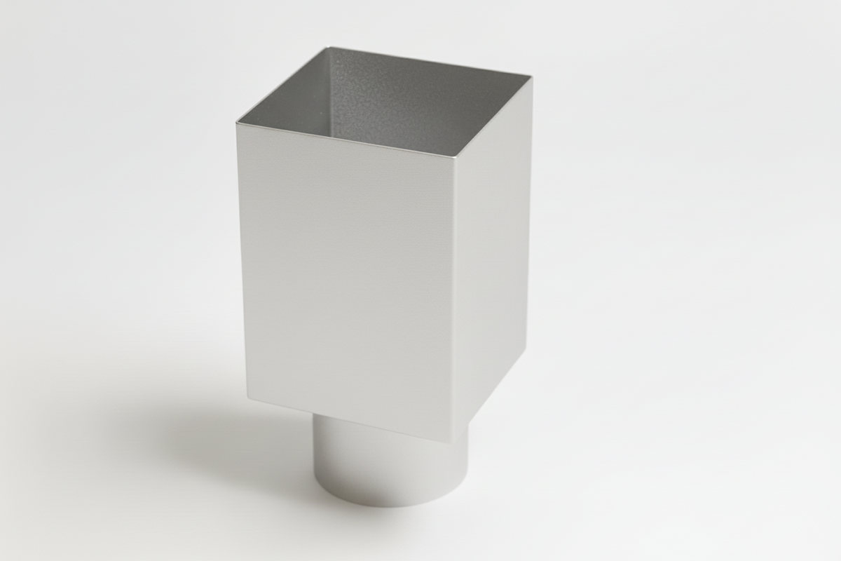 Aluminium HWA Verloop met Schuifmof Vierkant 80 mm naar rond 80 mm Blank