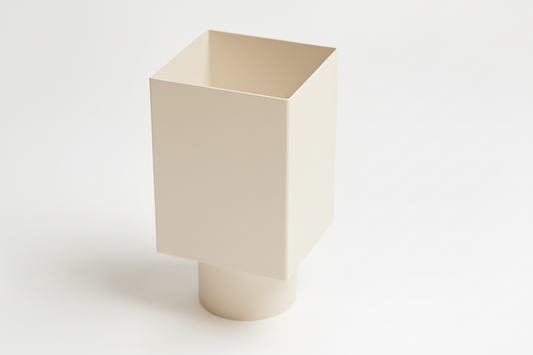 Aluminium HWA Verloop met Schuifmof Vierkant 80 mm naar rond 80 mm Crème RAL-9001