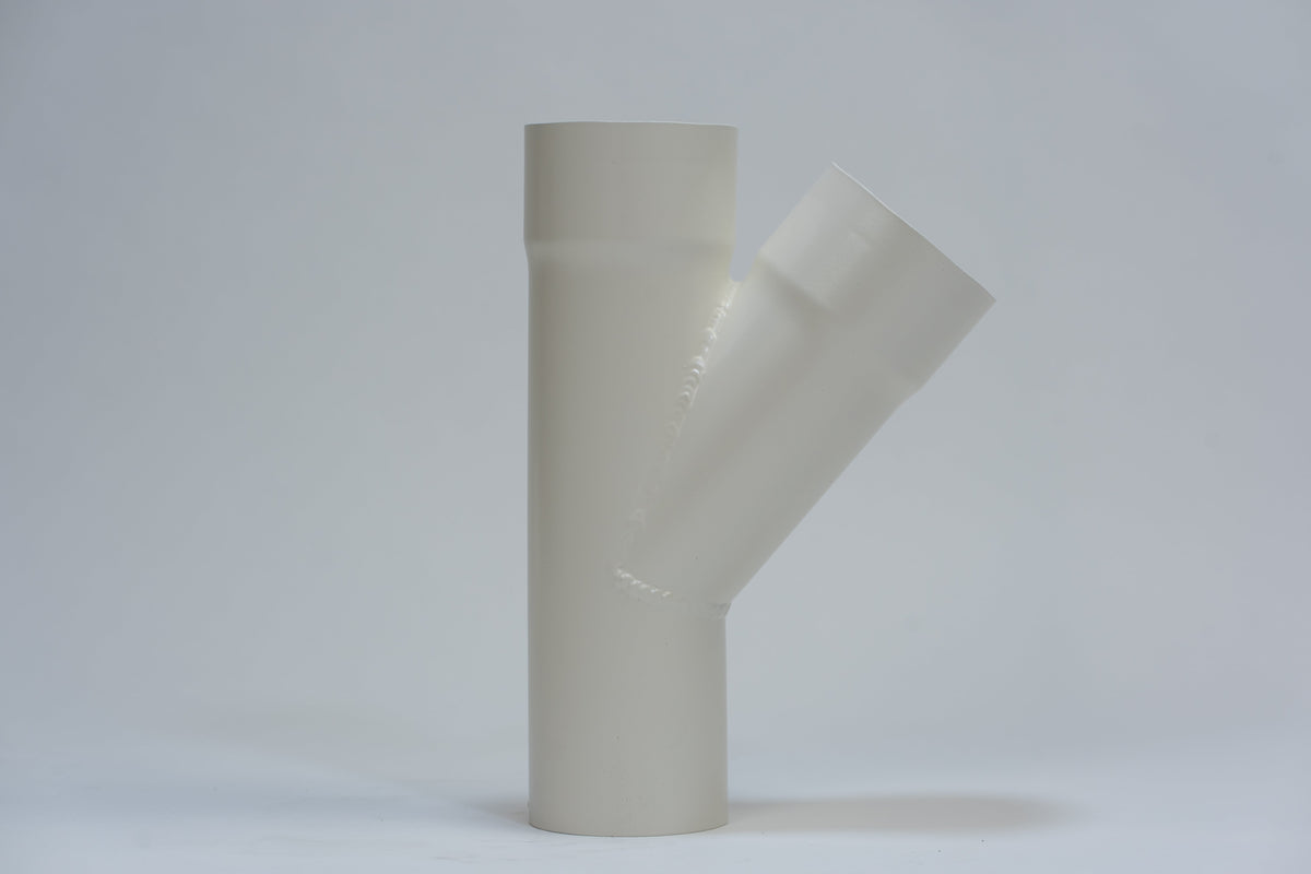 Aluminium HWA T-stuk 40° Rond Ø80 mm Crème RAL-9001