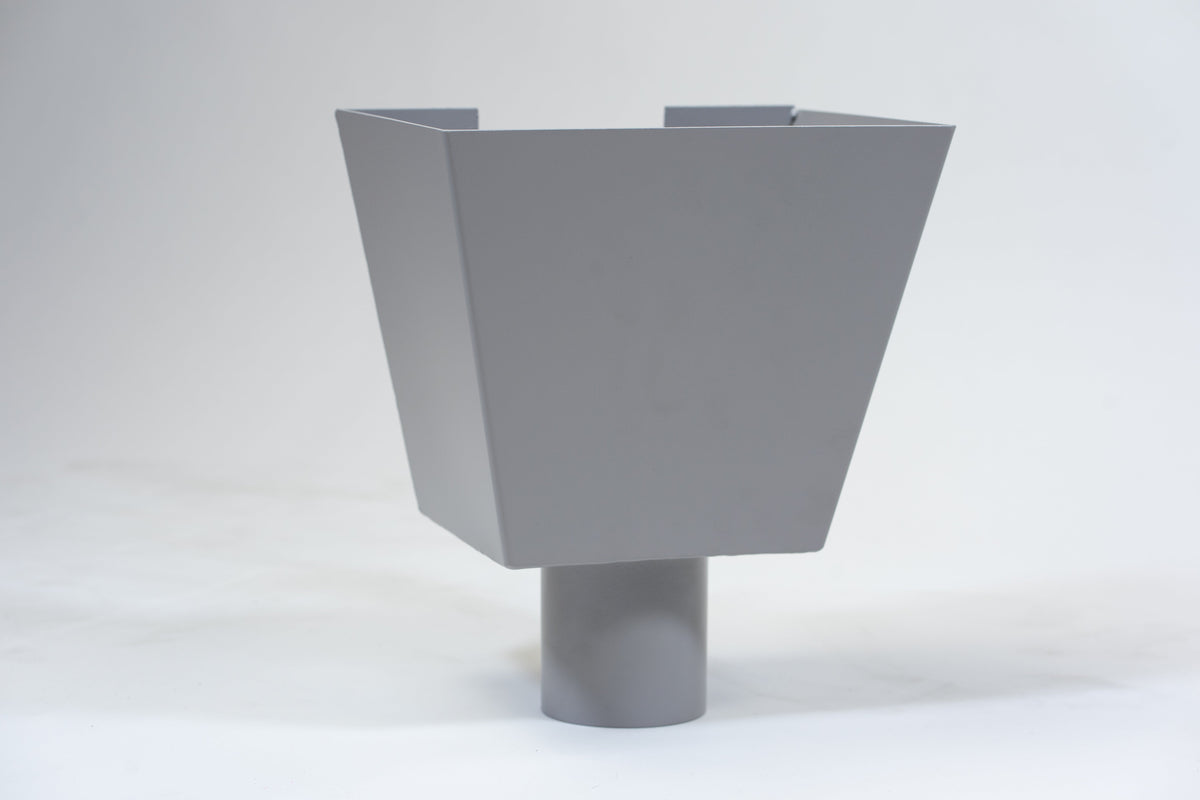 Aluminium Vergaarbak Vierkant 200x250 Ø100mm Grijs RAL-7036